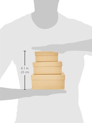 Papermania Bare Basics Nesting Boxes - 3 Pack Rectangle Storage | Cardboard | Brown 3