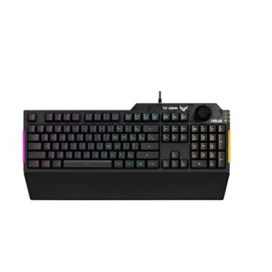 ASUS TUF Gaming K1 RGB Gaming Keyboard with Volume Knob, Spill-Resistant Design, Side Light Bar, UK Layout