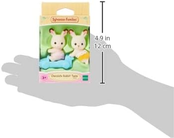 Sylvanian Families Chocolate Rabbit Twins Set - 3-Piece Playset with Posable Figures & Ride-On Toy 2