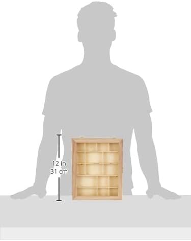 Artemio Wooden Display Case - 16 Compartment Craft Storage Box for Collectibles