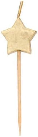 Sparkling Gold Star Birthday Candles - Pack of 6