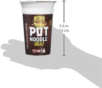 Pot Noodle Beef & Tomato Flavour King Pot – 12 x 114g Vegetarian Instant Noodles