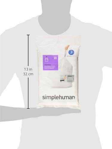 simplehuman Code J Custom Fit Bin Liners, White Plastic - Pack of 20 8