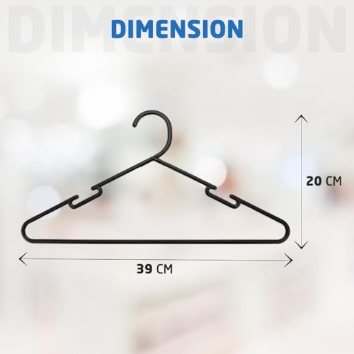 1ABOVE - 25pk Adult Black Plastic Coat Hangers with Trouser Bar & Clips 8