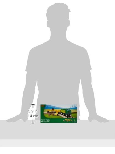 BRIO World Farm Engine Train Toy - Wooden Railway Add-On with Cattle Wagons and Animals