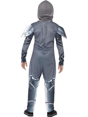 Smiffys Deluxe Armoured Knight Costume - Grey Jumpsuit & Headpiece, Digital Print, Ages 4-6 10