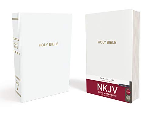 Thomas Nelson - NKJV Gift and Award Bible, Leather-Look, White, Red Letter Edition (7.5-Point Print Size)