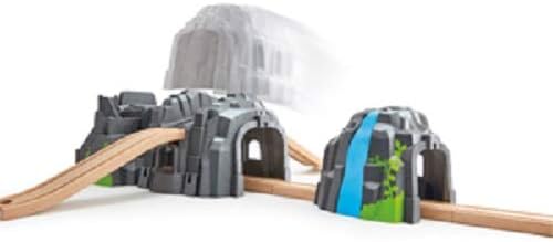 Hape E3739 Light and Sound Mountain Tunnel - Wooden Train Accessory for Ages 3+