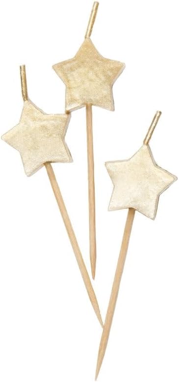 Sparkling Gold Star Birthday Candles - Pack of 6 3