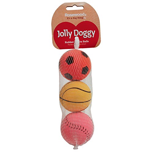 Rosewood 3PK Rubber Balls for Small Dogs - Bouncy & Portable for Exercise