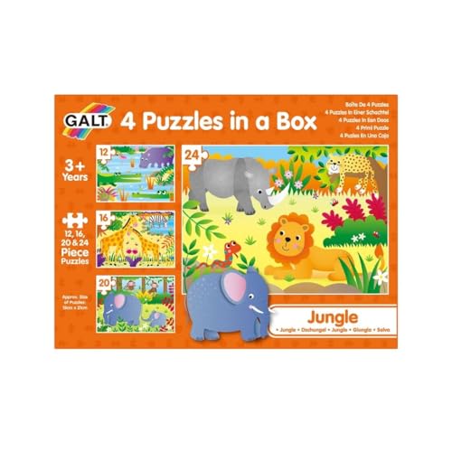 Galt Toys 4 Puzzles in a Box - Jungle Animal Jigsaw Puzzle Set for Kids, Ages 3 Years and Up 7
