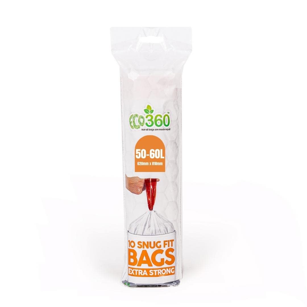 EcoBag Eco360 Extra Strong Kitchen Drawstring Bin Liners 60L