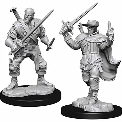 WizKids Nozurs Marvelous Miniatures - Human Bard Male Unpainted D&D Miniature | 2 Pieces