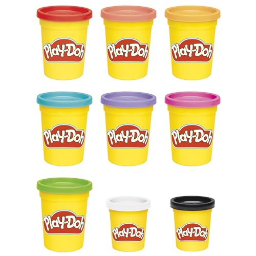 Play-Doh Lieblingsfarben 9er-Set mit 7 großen und 2 kleinen Dosen – Rot, Orange, Gelb, Grün, Blau, Lila, Pink, Schwarz, Weiß 15