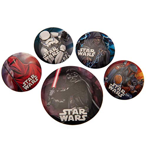 Star Wars Dark Side Badges Button Pin Set (5-Piece Assorted Sizes)