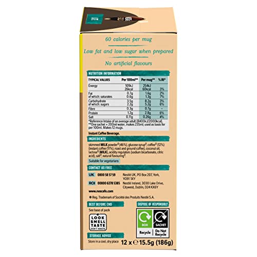 NESCAFÉ - Latte Instant Frothy Coffee Mix with Skimmed Milk Powder, 12 Sachets (186g) 5