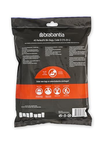 Brabantia PerfectFit 20L Thick Plastic Bin Liners with Tie Tape Draw - Extra Strong Trash Bags 7