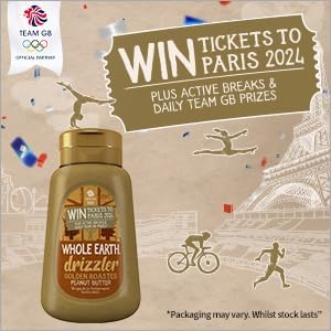 Whole Earth Drizzler Golden Roasted Peanut Butter - Super Smooth Squeezy Runny Nut Spread 6 x 320g