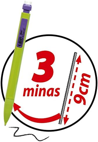 BIC Matic HB Mechanical Pencils and Eraser, Assorted Barrel Colours with Fine Point (0.7mm), Pack of 5 2