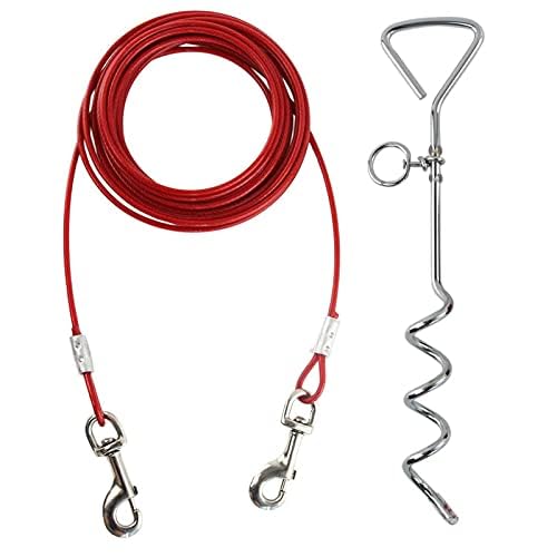 Taylor & Brown Heavy Duty Dog Tie Out Cable with 16 Inch Spiral Ground Stake | 10 Meters 7