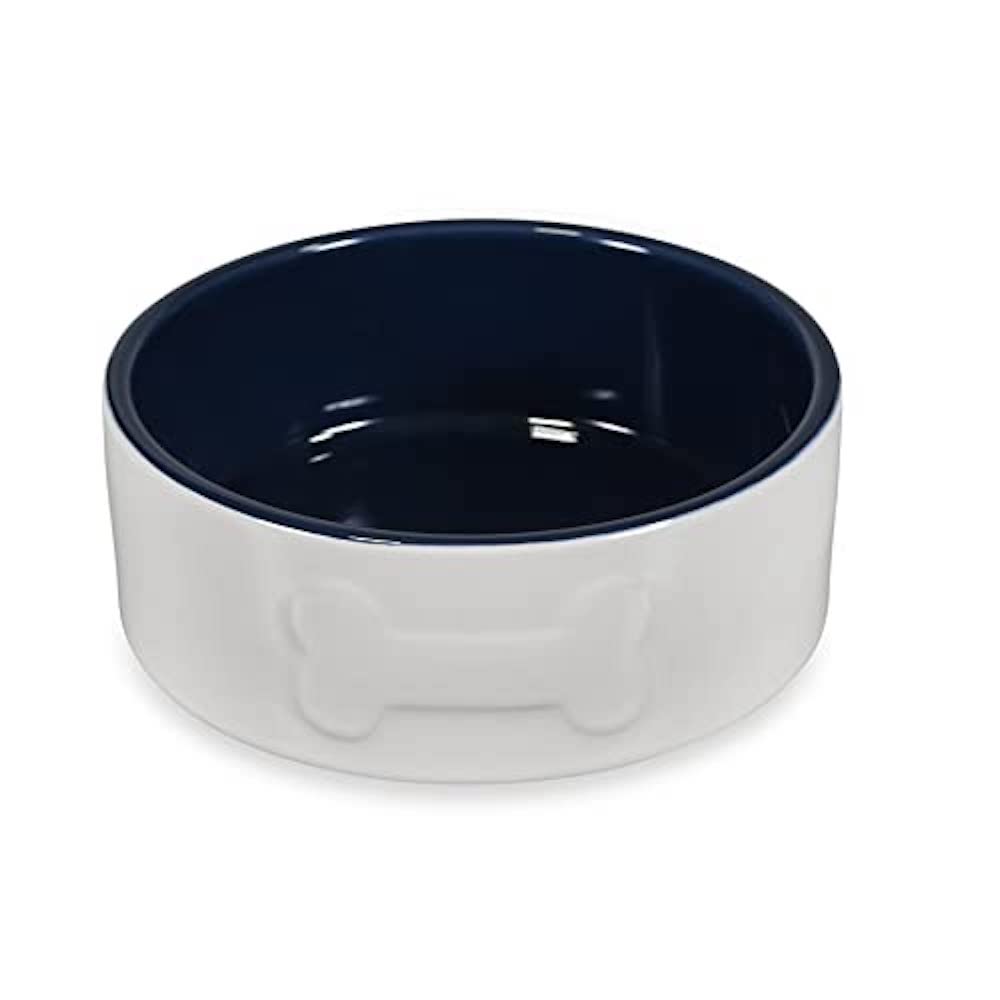 Petface Bone Ceramic Dog Bowl - 20cm Diameter | Durable Ceramic | Easy Clean