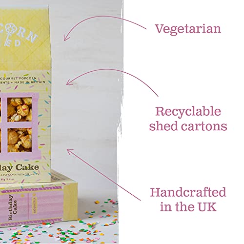 Popcorn Shed Birthday Cake Popcorn - 80g Gourmet Snack, Natural & Vegetarian