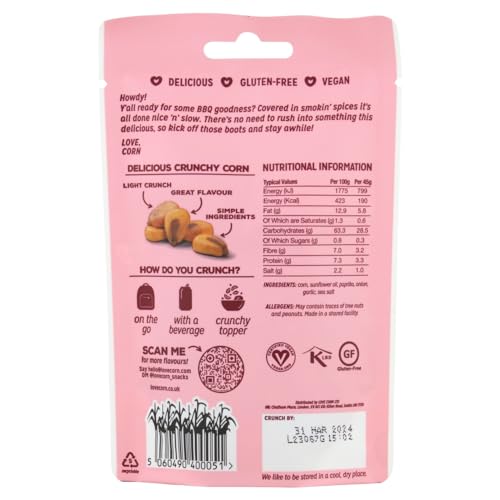Love Corn Smoked BBQ Crunchy Roasted Corn Snacks, Gluten Free, 45g 4