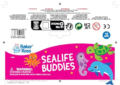 Baker Ross Sea Life Buddies Glitter Jet Bouncy Balls - 8-Pack for Kids 5
