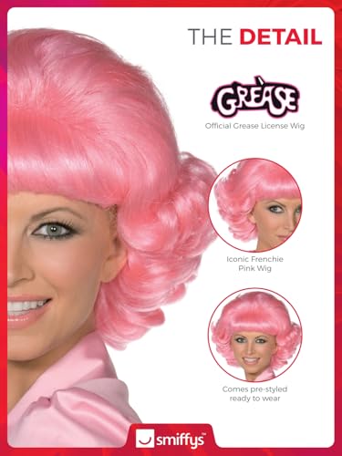 Smiffys Grease Frenchy Short Curly Pink Wig (42127)