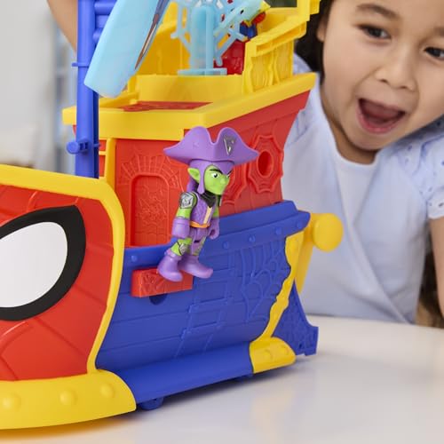 Spidey and His Amazing Friends Water-Webs Webs Ahoy Bubble Pirate Ship Playset - 43 cm with Real Bubble Maker, Spidey & Green Goblin Figures, Ages 3+ 11