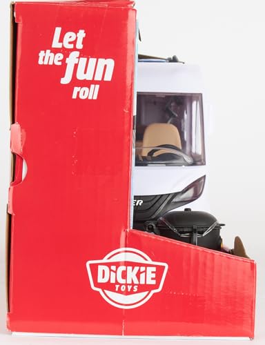 Dickie Toys 203837021 Caravan Playset - 30 cm Folding Camping Trolley with Lights & Accessories (White) 11