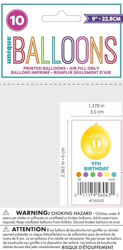 Happy 9th Birthday Latex Balloons - Assorted Colors Party Decorations 7