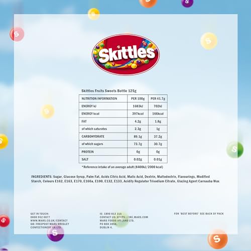 Skittles Fruits Chewy Sweets Bulk Box - 7 Bottles of 125g Each, Vegan Candy for Parties 4