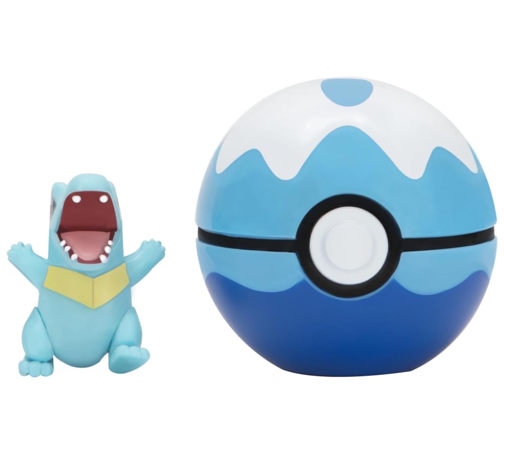 Pokémon Clip N Go Pokeball & 5 cm Totodile Figure - Portable Battle Play for Kids