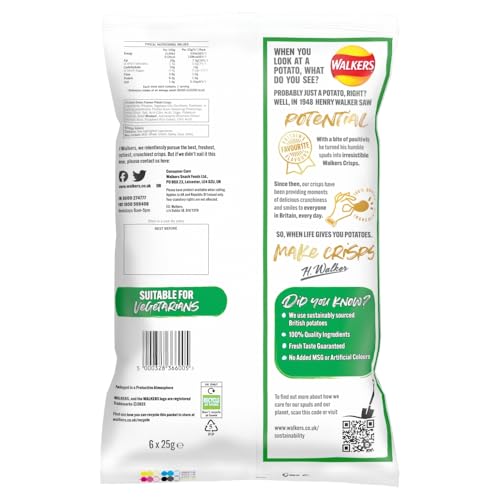 Walkers Crisps Pickled Onion 6x25g Multipack 4