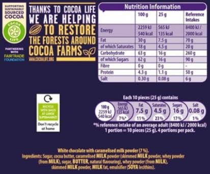 Cadbury Caramilk Golden Caramel Chocolate Buttons, Beutel zum Teilen, 100 g 6