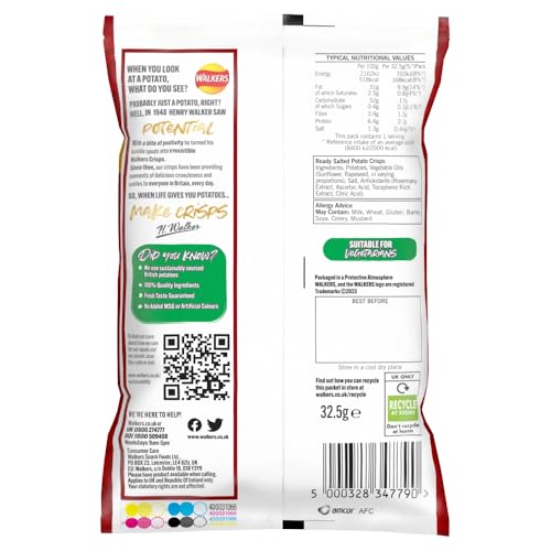 Walkers Ready Salted Crisps 32.5g (Case of 32) 8