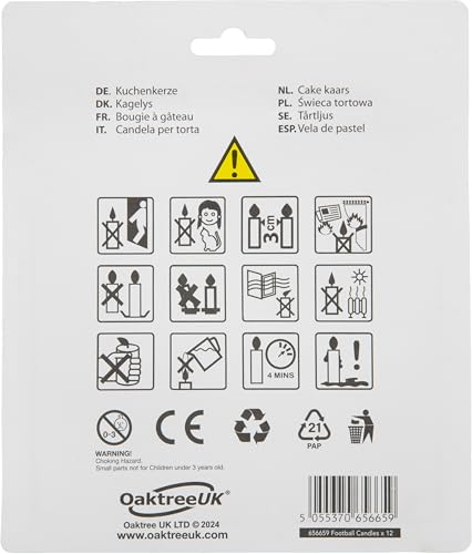 Football Candles with Wooden Pick - 8cm Height, Pack of 12 3