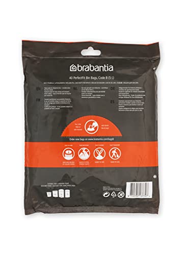 Brabantia - PerfectFit Bin Liners (Size B/5 Litre) Thick Plastic Trash Bags with Tie-Tape 8