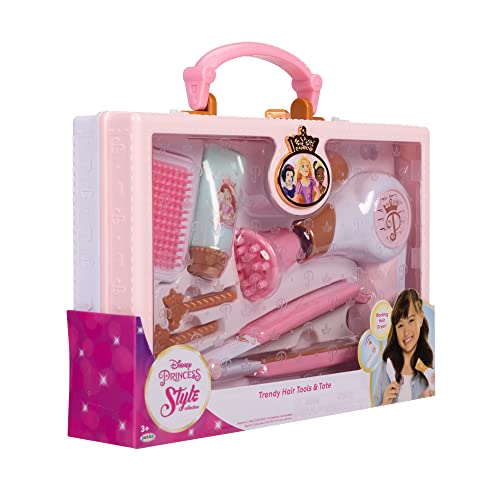 Disney Princess Style Collection - Trendy Hair Pretend Play Styling Tools with Sound & Storage Tote (DP-HairTote)