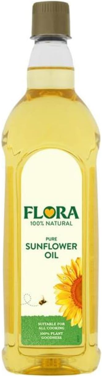 Flora Pure Sunflower Oil with Vitamin E - 100% Natural, High Smoke Point Cooking Oil, 1L