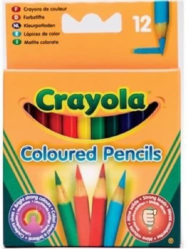 Crayola 4112 - 12 Half Length Colored Pencils, Multi-Color, Pre-Sharpened, Soft Thick Leads, Ideal for Kids Ages 3+ 5