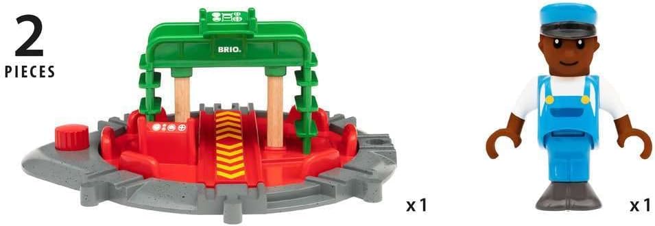 BRIO World Train Turntable & Figure Wooden Railway Set for Kids