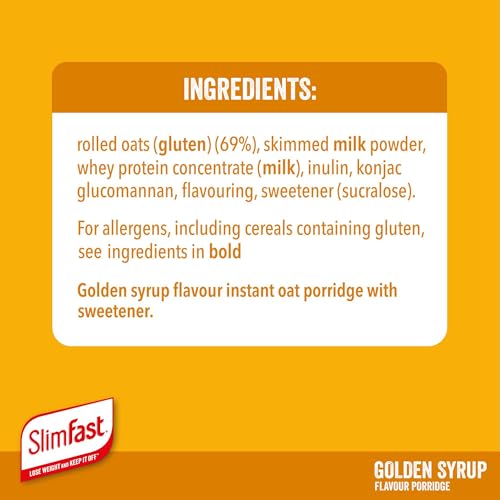 SlimFast Golden Syrup Flavour Porridge, No Added Sugar, High in Protein, 29g 8
