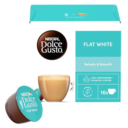 NESCAFÉ Dolce Gusto Flat White Coffee Pods - 48 Capsules (3 Boxes of 16) - Creamy Milk & Espresso Blend 7