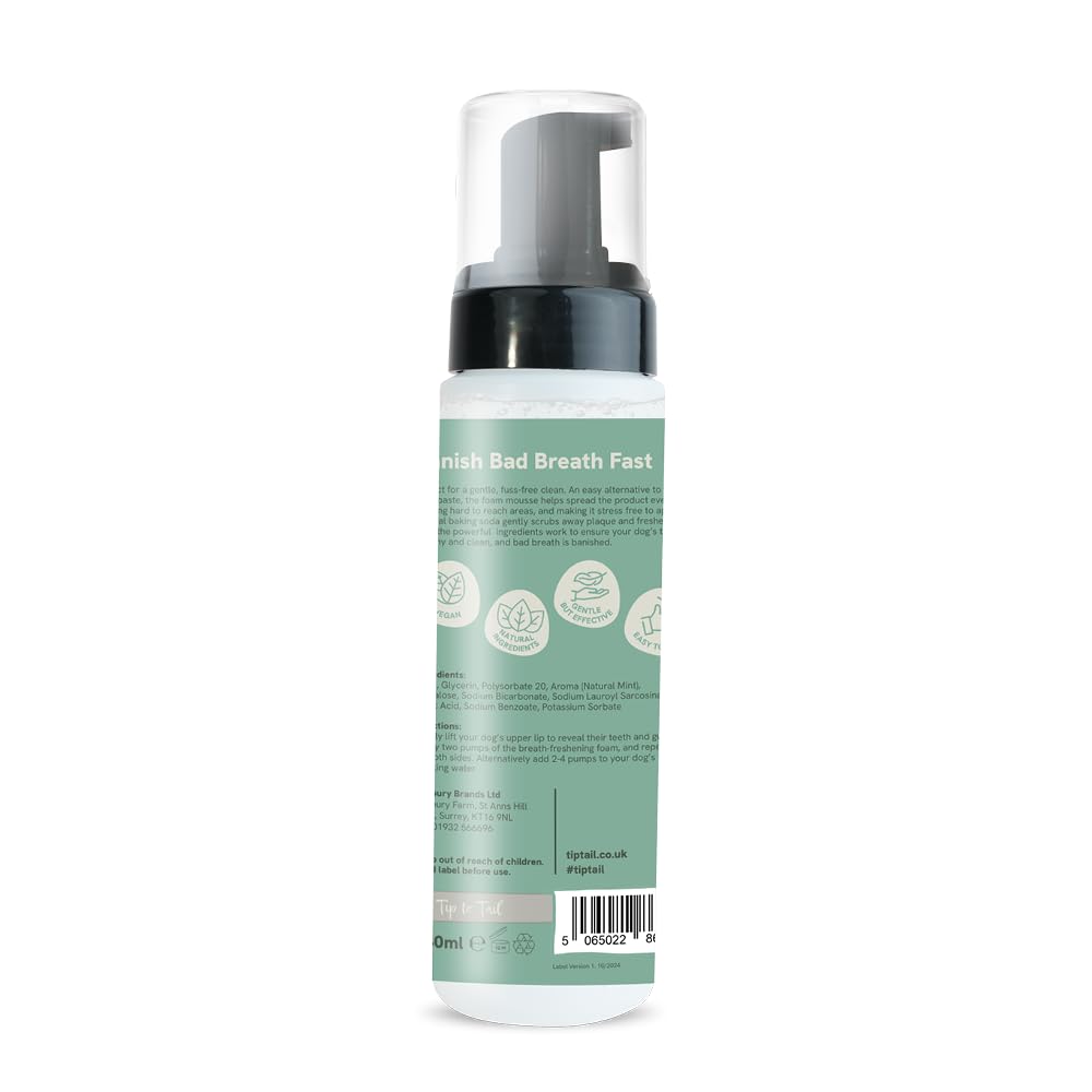 Tip Tail Puppermint Breath Blaster Dog Dental Mousse - Freshens Breath, Prevents Plaque | 200 ml