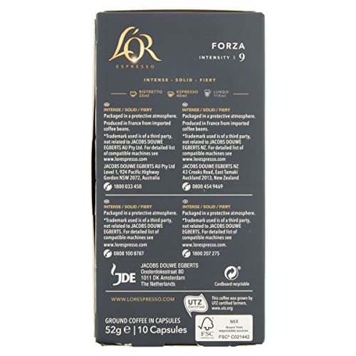 L'OR Espresso Forza Coffee Pods x10 Intensity 9 - Aluminum Capsules for Nespresso Machines 8