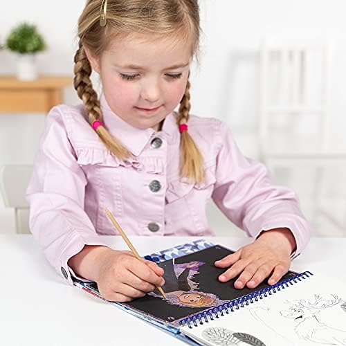 Totum Disney Frozen II Scratch & Colouring Book with Stencils and Glitter Stickers - Arts & Crafts Activity Set for Kids