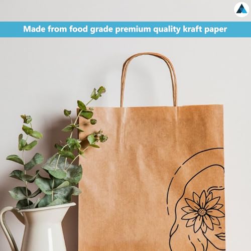 Nationwide Paper - Extra Small Brown Kraft Paper Bags with Handles 100 pcs (13.3x20.3x9.5cm) 6