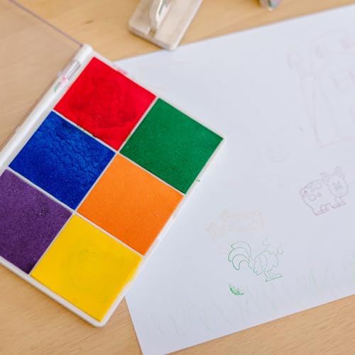 Melissa & Doug Rainbow Stamp Pad - 6 Washable Ink Colors for Kids Ages 3+ | Model 11637 10